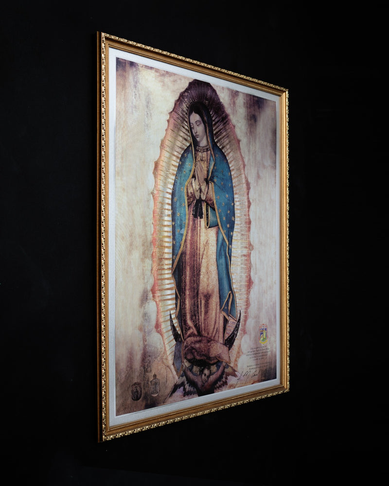Cuadro virgen de Guadalupe marco madera